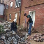 Concrete footing removal during the restoration of a 20th century colonial home on Providence's East Side.