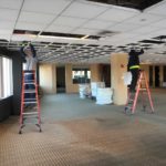 Ceiling removal during an office gut out in Providence, RI